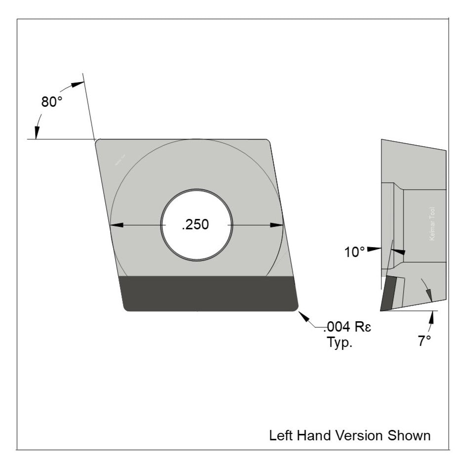 CCGT-21.50.25 Full Edge LH Polycrystalline Diamond (PCD) Coarse Grade CTM302 (2/30µm)