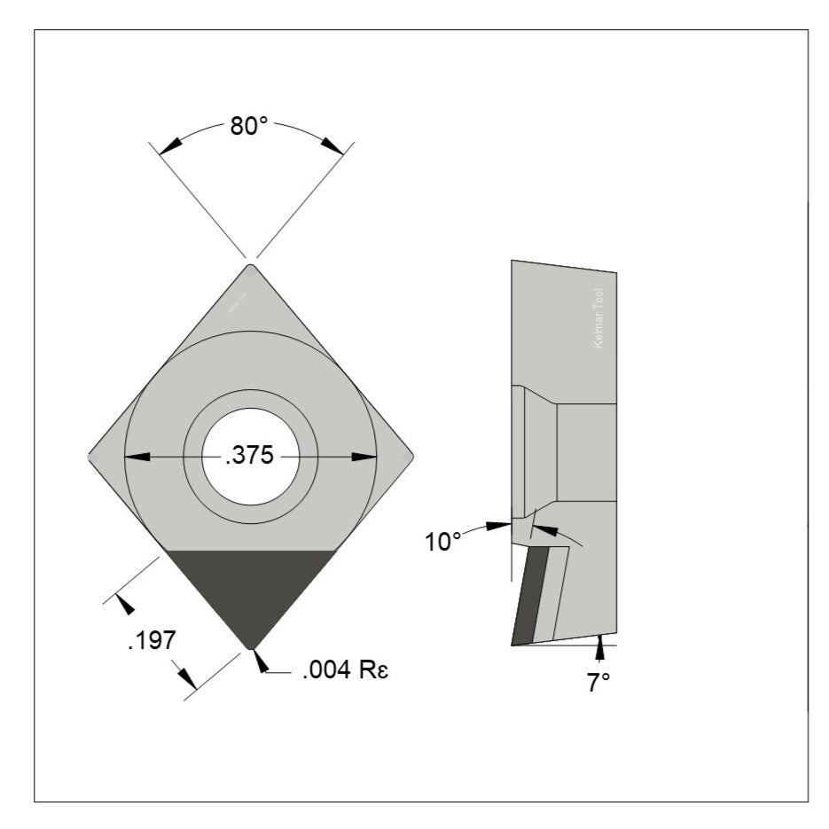 CCGT-32.50.25 Polycrystalline Diamond (PCD) Grade CTM302  (2 µm to 30 µm)