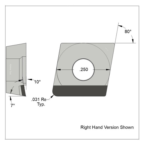 CCGT-21.52 Full Edge RH (10pcs.) Polycrystalline Diamond (PCD) Coarse Grade CTM302 (2/30µm)