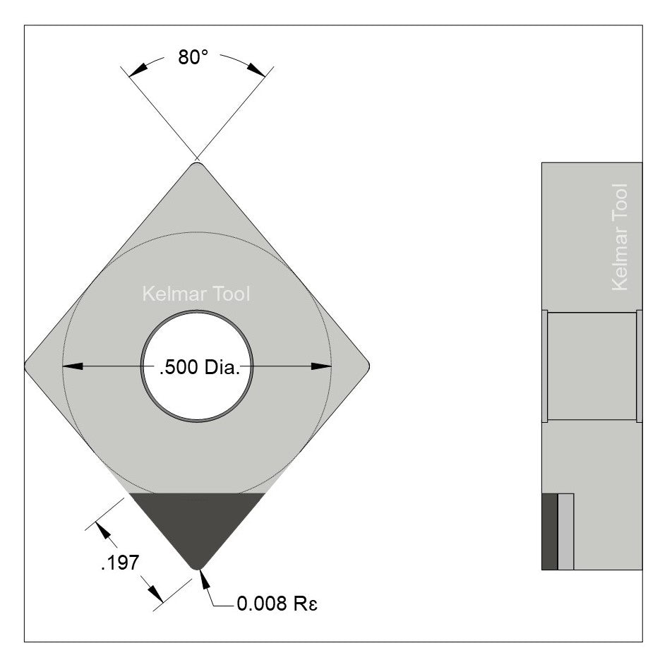CNGA-430.5 Polycrystalline Diamond (PCD) Grade CTM302  (2 µm to 30 µm)