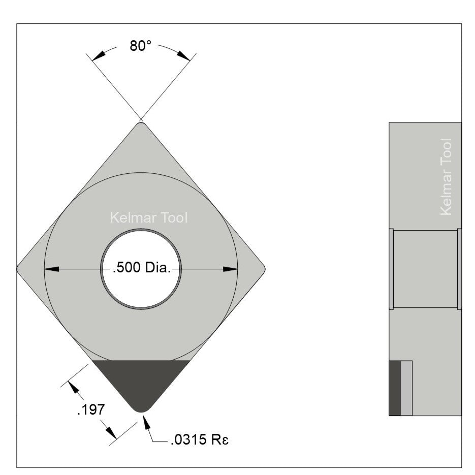 CNGA-432 Polycrystalline Diamond (PCD) Grade CTM302  (2 µm to 30 µm)