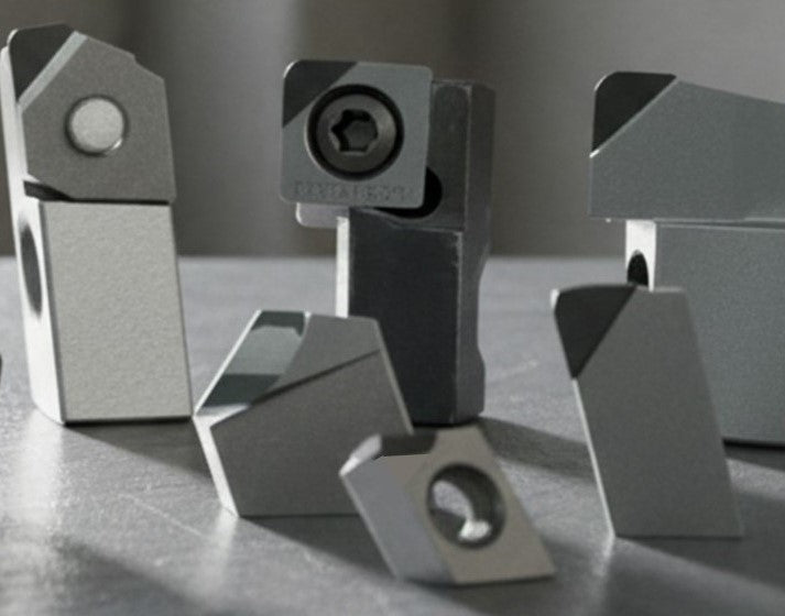 Display of various polycrystalline  diamond (PCD) inserts and cartridges for a face mill cutter