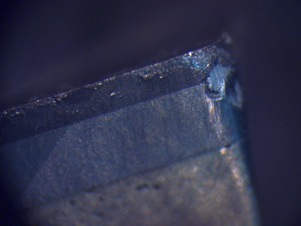 Close-up of a PCD Diamond insert with  wear on the edges